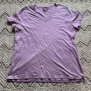 Carhartt Lilac V-Neck Women's Tee Size XL Short Sleeve Work Shirt Logo Tag